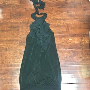 Halter Turtleneck Ruffle Dress